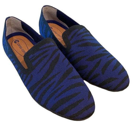 Corso Como Sz 11M Blue Nehva Zebra Print Slip-On Driving Casual Loafers - Picture 1 of 12